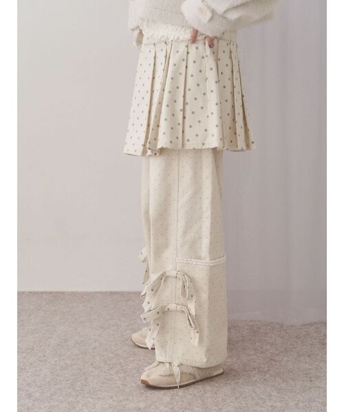 merry jenny（メリージェニー）の「lulu dot ribbon pants（スラックス・レディース・オフホワイト/ブラック・FREE）」の6枚目の写真