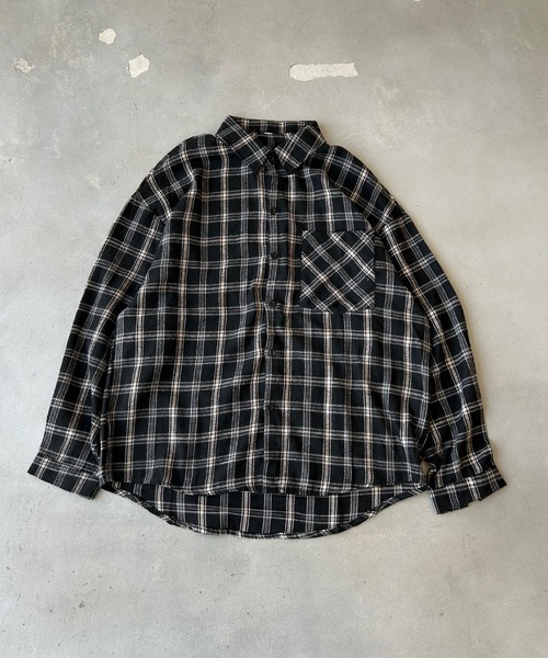 UNDERSTATEMENTs(アンダーステイトメント)の「【ユニセックス】ルーズチェックシャツ(シャツ/ブラウス・メンズ・ブラック/グリーン/イエロー・MEDIUM/LARGE)」の4枚目の写真