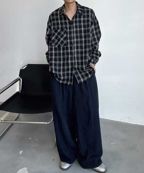 UNDERSTATEMENTs(アンダーステイトメント)の「【ユニセックス】ルーズチェックシャツ(シャツ/ブラウス・メンズ・ブラック/グリーン/イエロー・MEDIUM/LARGE)」の20枚目の写真