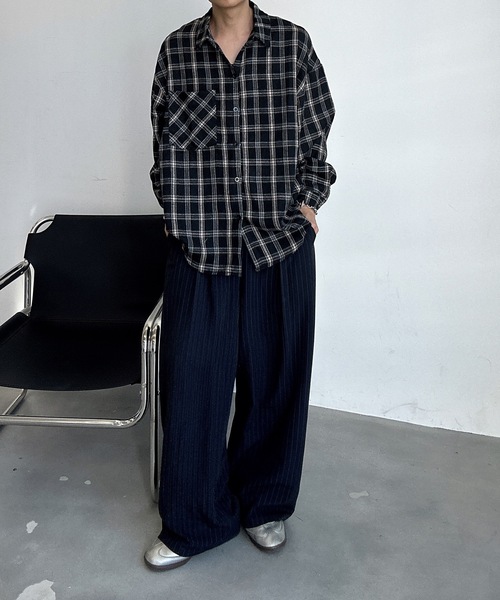 UNDERSTATEMENTs(アンダーステイトメント)の「【ユニセックス】ルーズチェックシャツ(シャツ/ブラウス・メンズ・ブラック/グリーン/イエロー・MEDIUM/LARGE)」の21枚目の写真