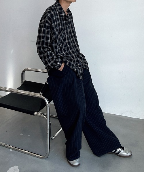 UNDERSTATEMENTs(アンダーステイトメント)の「【ユニセックス】ルーズチェックシャツ(シャツ/ブラウス・メンズ・ブラック/グリーン/イエロー・MEDIUM/LARGE)」の22枚目の写真