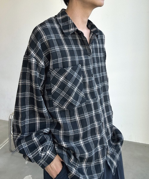UNDERSTATEMENTs(アンダーステイトメント)の「【ユニセックス】ルーズチェックシャツ(シャツ/ブラウス・メンズ・ブラック/グリーン/イエロー・MEDIUM/LARGE)」の15枚目の写真