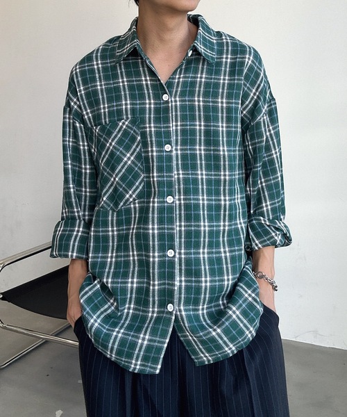 セール】【ユニセックス】ルーズチェックシャツ（シャツ/ブラウス