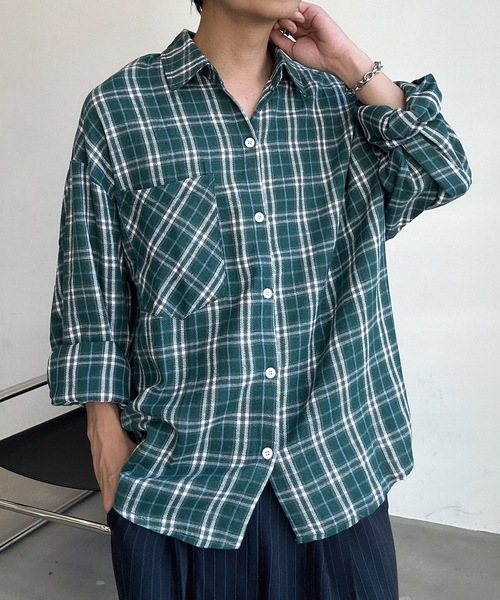 セール】【ユニセックス】ルーズチェックシャツ（シャツ/ブラウス