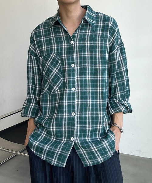 セール】【ユニセックス】ルーズチェックシャツ（シャツ/ブラウス