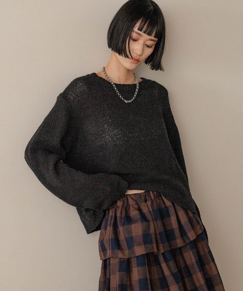 LOWRYS FARM（ローリーズファーム）の「スラブニットプルオーバー  577233（ニット/セーター・レディース・グレー/ブラック/ピンク/ベージュ・FREE）」の2枚目の写真