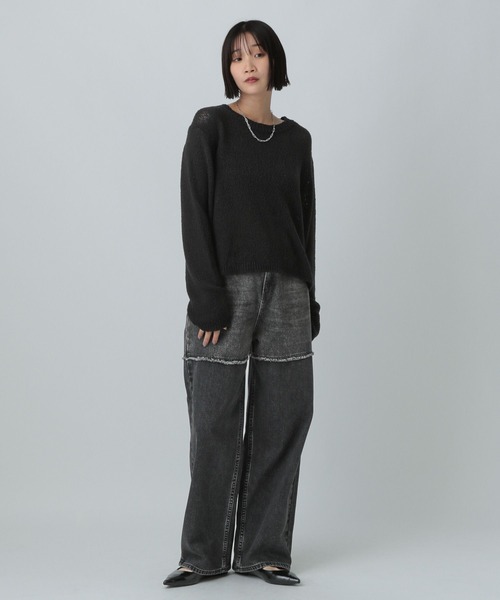 LOWRYS FARM（ローリーズファーム）の「スラブニットプルオーバー  577233（ニット/セーター・レディース・グレー/ブラック/ピンク/ベージュ・FREE）」の6枚目の写真