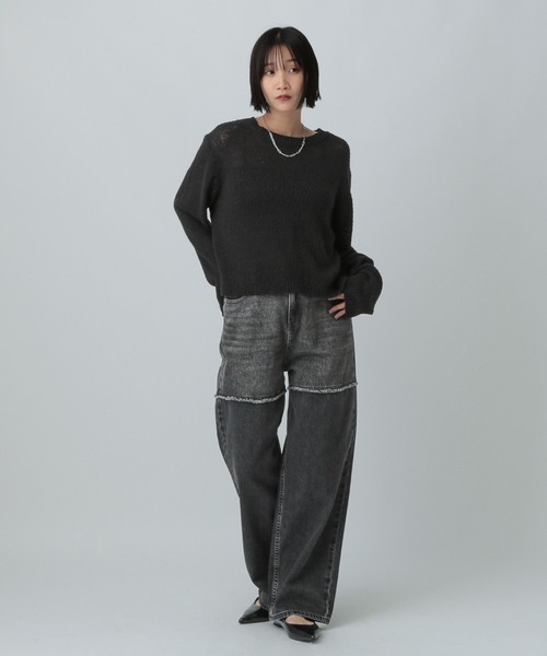 LOWRYS FARM（ローリーズファーム）の「スラブニットプルオーバー  577233（ニット/セーター・レディース・グレー/ブラック/ピンク/ベージュ・FREE）」の7枚目の写真