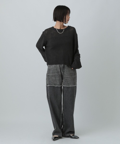 LOWRYS FARM（ローリーズファーム）の「スラブニットプルオーバー  577233（ニット/セーター・レディース・グレー/ブラック/ピンク/ベージュ・FREE）」の8枚目の写真