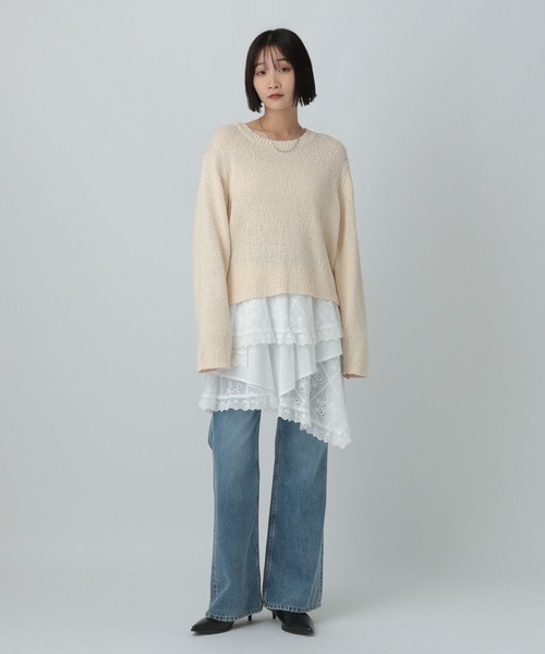 LOWRYS FARM（ローリーズファーム）の「スラブニットプルオーバー  577233（ニット/セーター・レディース・グレー/ブラック/ピンク/ベージュ・FREE）」の9枚目の写真