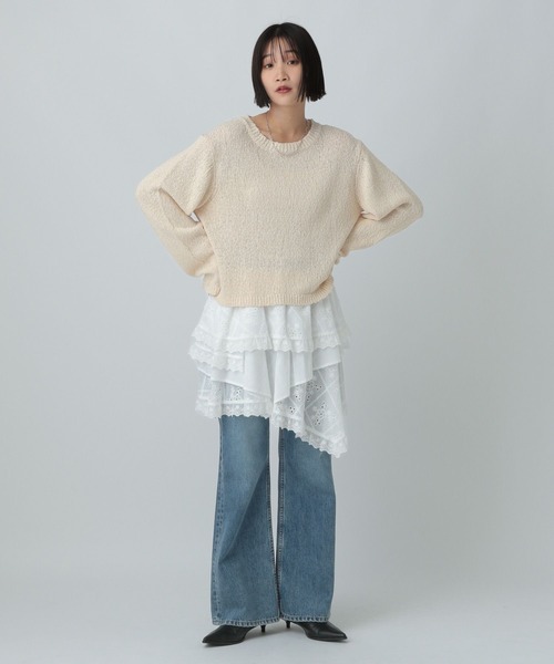 LOWRYS FARM（ローリーズファーム）の「スラブニットプルオーバー  577233（ニット/セーター・レディース・グレー/ブラック/ピンク/ベージュ・FREE）」の10枚目の写真