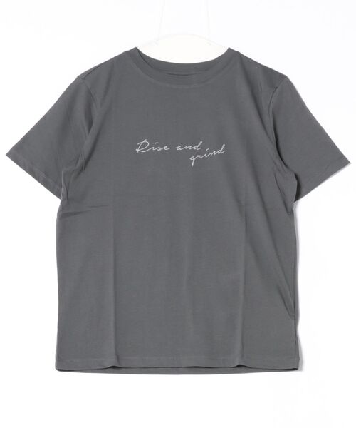 TRIANGLE PALETTE（トライアングルパレット）の「手描き風ロゴ 半袖サイロTシャツ/コットンTシャツ（Tシャツ/カットソー・レディース・ダークグレー/ブラック/グレイッシュベージュ/アイボリー/ブラウン・FREE）」の17枚目の写真