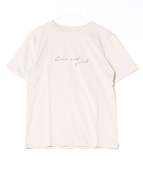 TRIANGLE PALETTE（トライアングルパレット）の「手描き風ロゴ 半袖サイロTシャツ/コットンTシャツ（Tシャツ/カットソー・レディース・ダークグレー/ブラック/グレイッシュベージュ/アイボリー/ブラウン・FREE）」の19枚目の写真