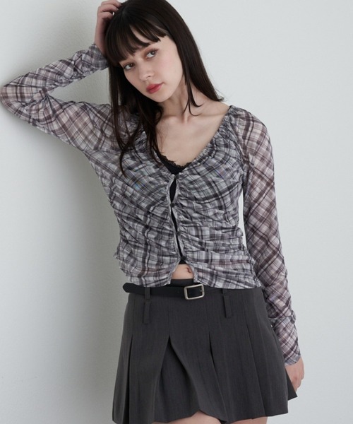 RAY CASSIN(レイカズン)の「シアーカーデランジェリーキャミセット(シャツ/ブラウス・レディース・ブラウン系その他2/アイボリー/ブラック/ブラック系その他2/ブラウン・FREE)」の1枚目の写真