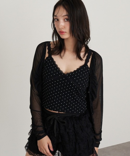 RAY CASSIN(レイカズン)の「シアーカーデランジェリーキャミセット(シャツ/ブラウス・レディース・ブラウン系その他2/アイボリー/ブラック/ブラック系その他2/ブラウン・FREE)」の3枚目の写真