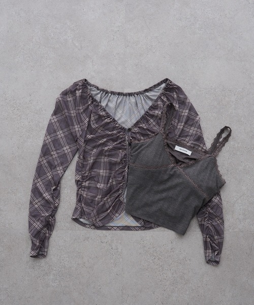 RAY CASSIN(レイカズン)の「シアーカーデランジェリーキャミセット(シャツ/ブラウス・レディース・ブラウン系その他2/アイボリー/ブラック/ブラック系その他2/ブラウン・FREE)」の22枚目の写真