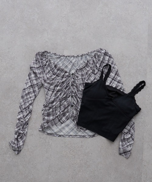 RAY CASSIN(レイカズン)の「シアーカーデランジェリーキャミセット(シャツ/ブラウス・レディース・ブラウン系その他2/アイボリー/ブラック/ブラック系その他2/ブラウン・FREE)」の13枚目の写真