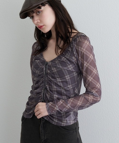 RAY CASSIN(レイカズン)の「シアーカーデランジェリーキャミセット(シャツ/ブラウス・レディース・ブラウン系その他2/アイボリー/ブラック/ブラック系その他2/ブラウン・FREE)」の18枚目の写真