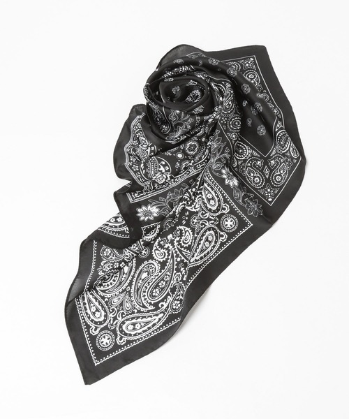 mysty woman（ミスティウーマン）の「ペイズリー柄スカーフ 598809（ストール/ショール・レディース・アイボリー/ブラック・FREE）」の6枚目の写真