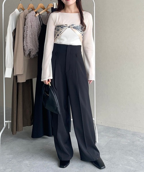 mysty woman（ミスティウーマン）の「ペイズリー柄スカーフ 598809（ストール/ショール・レディース・アイボリー/ブラック・FREE）」の19枚目の写真