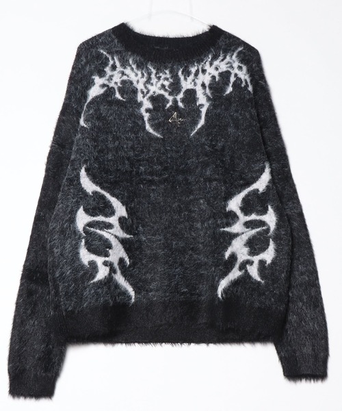 LOVE KILLER(ラブキラー)の「A'GEM/9 × .kom 『LOVE KILLER/ラブ キラー』Graphic logo mohair knit/ グラフィック ロゴ モヘア ニット(ニット/セーター・メンズ・ブラック・FREE)」の5枚目の写真