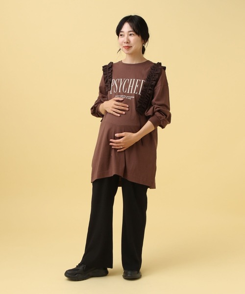 LEPSIM(レプシィム)の「【産前・産後対応】マタニティ/リブフレアパンツ 582046(マタニティウェア/グッズ・レディース・ダークブラウン/カーキブラウン/ブラック・FREE)」の15枚目の写真