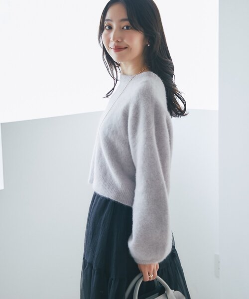 ラブティックボンボン　ヘアリーウール前後２WAYカーディガン　ふわふわ セール】【名品アップデート・最強愛され】ヘアリーウール前後2WAY