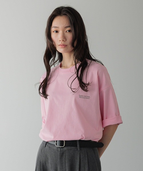 LOWRYS FARM（ローリーズファーム）の「【LFM(U)】ＣＲＥＷ　ＮＥＣＫＴ／ＳＳ　 593569（Tシャツ/カットソー・メンズ・ホワイト/ブラック/ピンク・MEDIUM/LARGE）」の16枚目の写真