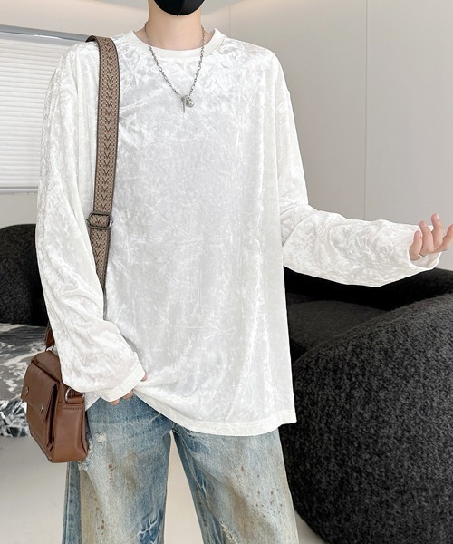 FVLMEN(フルメン)の「【FVLMEN】velvet design longsleeve Tee/ベロア調 ロングスリーブ T(Tシャツ/カットソー・メンズ・チャコールグレー/ブラック/ホワイト・X-LARGE/LARGE/MEDIUM)」の13枚目の写真