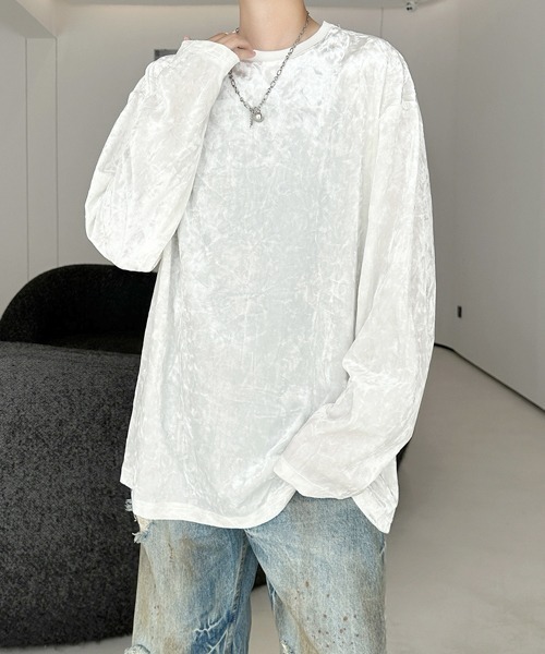 FVLMEN(フルメン)の「【FVLMEN】velvet design longsleeve Tee/ベロア調 ロングスリーブ T(Tシャツ/カットソー・メンズ・チャコールグレー/ブラック/ホワイト・X-LARGE/LARGE/MEDIUM)」の8枚目の写真