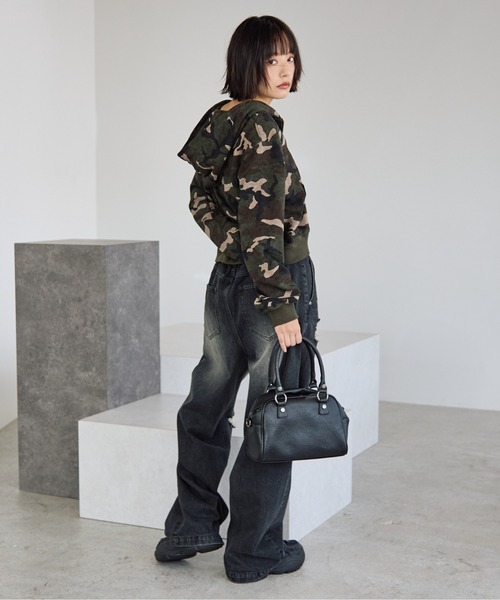 PBLIM（ページボーイリム）の「《UNISEX/セットアップ対応》ロゴ刺繍ジップパーカー（パーカー・レディース・杢グレー/ブラウン/グリーン系カモフラージュ・MEDIUM/SMALL）」の14枚目の写真