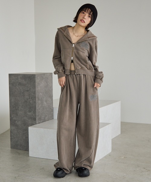 PBLIM（ページボーイリム）の「《UNISEX/セットアップ対応》ロゴ刺繍ジップパーカー（パーカー・レディース・杢グレー/ブラウン/グリーン系カモフラージュ・MEDIUM/SMALL）」の19枚目の写真