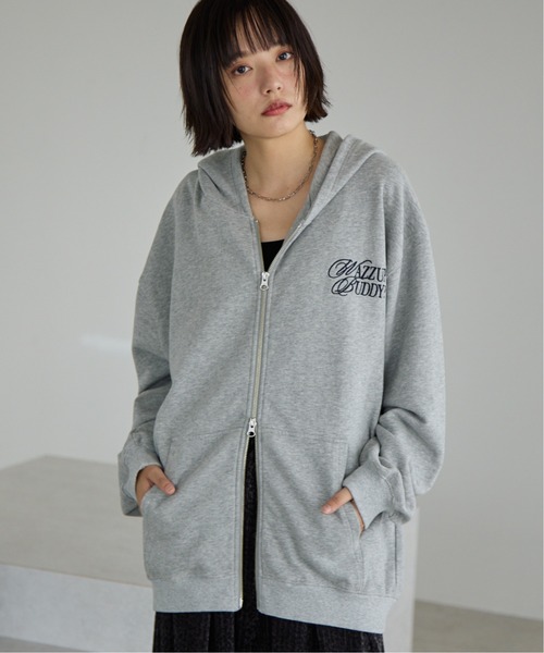 PBLIM（ページボーイリム）の「《UNISEX/セットアップ対応》ロゴ刺繍ジップパーカー（パーカー・レディース・杢グレー/ブラウン/グリーン系カモフラージュ・MEDIUM/SMALL）」の22枚目の写真