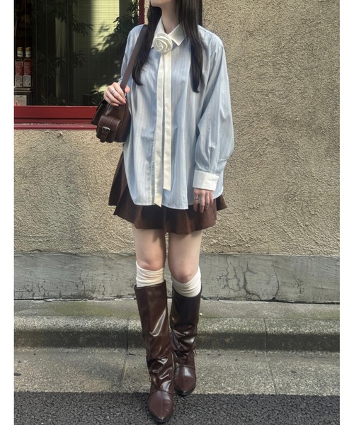 mellowneon（メロウネオン）の「ストライプローズタイシャツ（シャツ/ブラウス・レディース・ブルー・FREE）」の22枚目の写真
