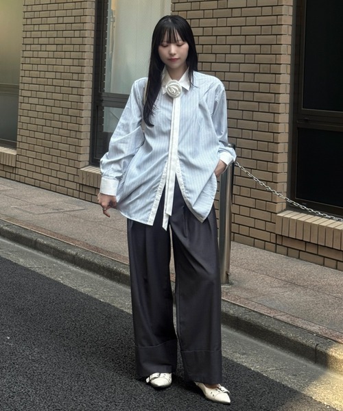 mellowneon（メロウネオン）の「ストライプローズタイシャツ（シャツ/ブラウス・レディース・ブルー・FREE）」の17枚目の写真