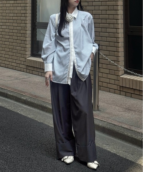 mellowneon（メロウネオン）の「ストライプローズタイシャツ（シャツ/ブラウス・レディース・ブルー・FREE）」の16枚目の写真
