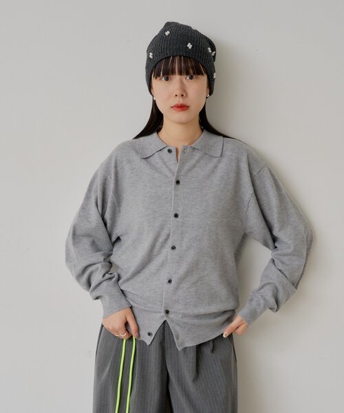WHIMSIC（ウィムジック）の「【WHIMSIC】ファインニットシャツ（カーディガン/ボレロ・レディース・グレー/ブラウン/ネイビー・FREE）」の4枚目の写真