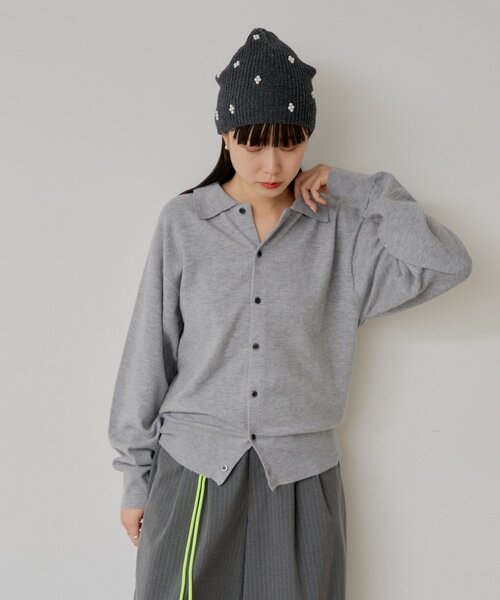 WHIMSIC（ウィムジック）の「【WHIMSIC】ファインニットシャツ（カーディガン/ボレロ・レディース・グレー/ブラウン/ネイビー・FREE）」の6枚目の写真