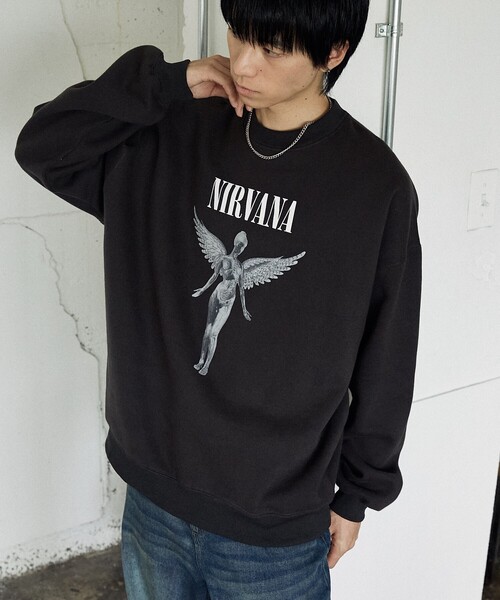 PUBLUX(パブリュクス)の「PUBLUX/パブリュクス 別注 NIRVANA IN U TERO SWEAT/ニルヴァーナプリントスウェット(限定展開)(スウェット・メンズ・チャコールグレー/ライトグレー・SMALL/MEDIUM/LARGE)」の16枚目の写真
