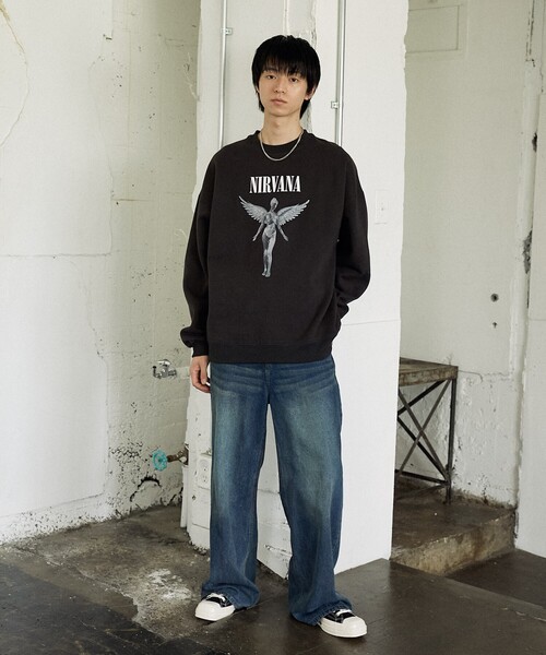 PUBLUX(パブリュクス)の「PUBLUX/パブリュクス 別注 NIRVANA IN U TERO SWEAT/ニルヴァーナプリントスウェット(限定展開)(スウェット・メンズ・チャコールグレー/ライトグレー・SMALL/MEDIUM/LARGE)」の22枚目の写真