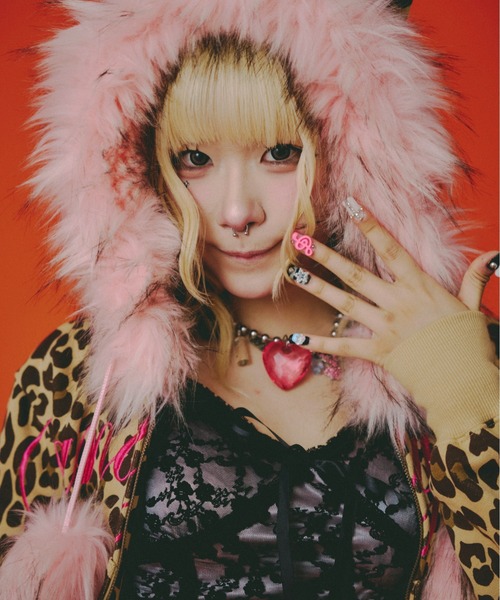 GALFY ガルフィー ギャルちゃんフードファージャケット y2k GALFY キャンディー ガルフィー CANDY ギャルもこふあブルゾン F