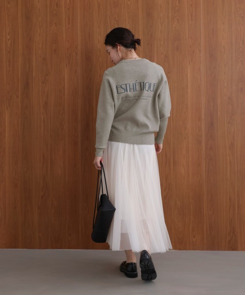 Bou Jeloud（ブージュルード）の「スウエットライク刺繍ニットプルオーバー（スウェット・レディース・グリーン/オフホワイト/グレー/イエロー・FREE）」の12枚目の写真