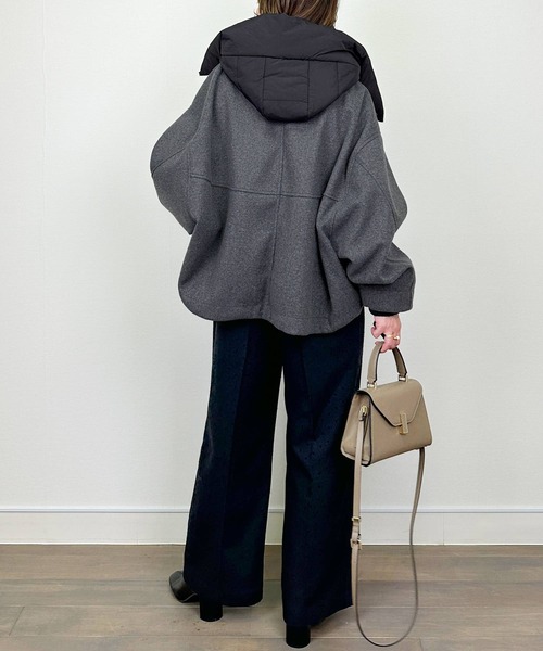 PICCIN（ピッチン）の「ビッグシルエットブルゾン（フード取り外し可）（ブルゾン・レディース・ブラック/チャコールグレー・M）」の20枚目の写真