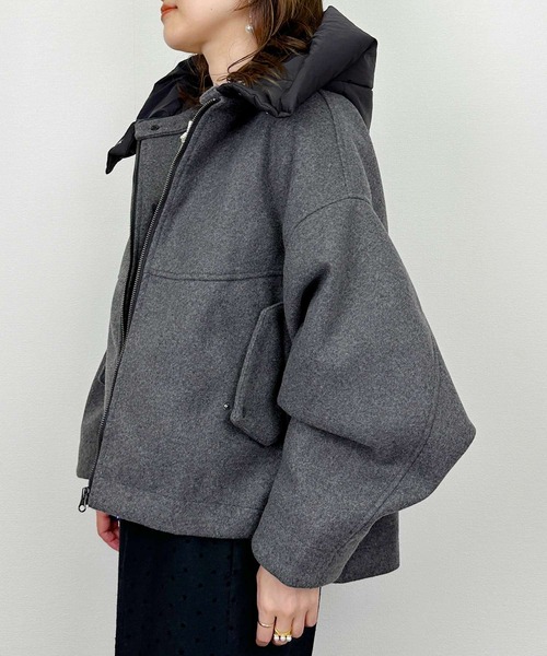 PICCIN（ピッチン）の「ビッグシルエットブルゾン（フード取り外し可）（ブルゾン・レディース・ブラック/チャコールグレー・M）」の15枚目の写真