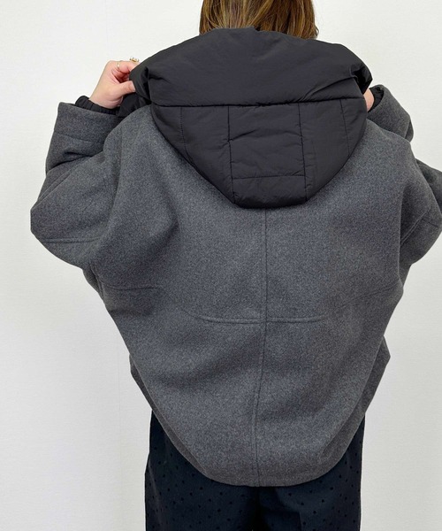 PICCIN（ピッチン）の「ビッグシルエットブルゾン（フード取り外し可）（ブルゾン・レディース・ブラック/チャコールグレー・M）」の16枚目の写真