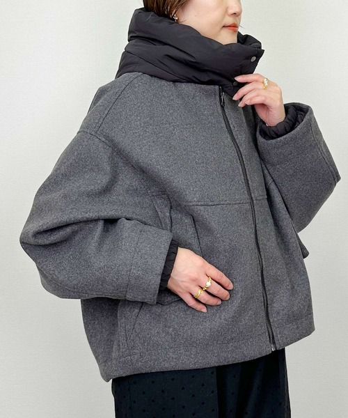 PICCIN（ピッチン）の「ビッグシルエットブルゾン（フード取り外し可）（ブルゾン・レディース・ブラック/チャコールグレー・M）」の22枚目の写真