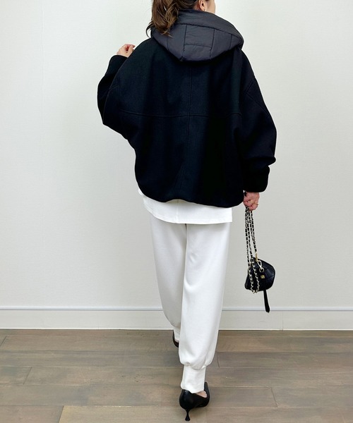 PICCIN（ピッチン）の「ビッグシルエットブルゾン（フード取り外し可）（ブルゾン・レディース・ブラック/チャコールグレー・M）」の9枚目の写真