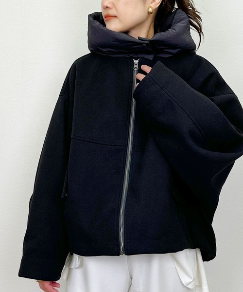 PICCIN（ピッチン）の「ビッグシルエットブルゾン（フード取り外し可）（ブルゾン・レディース・ブラック/チャコールグレー・M）」の10枚目の写真