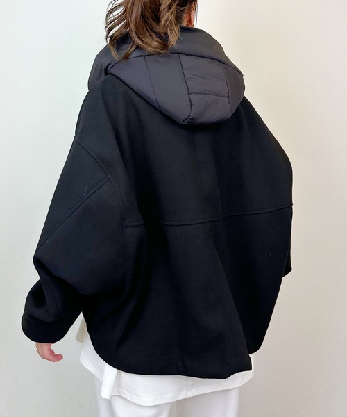 PICCIN（ピッチン）の「ビッグシルエットブルゾン（フード取り外し可）（ブルゾン・レディース・ブラック/チャコールグレー・M）」の5枚目の写真