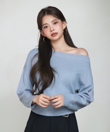 オフショル ニット オフショルダー」に該当するグレー/灰色系の
